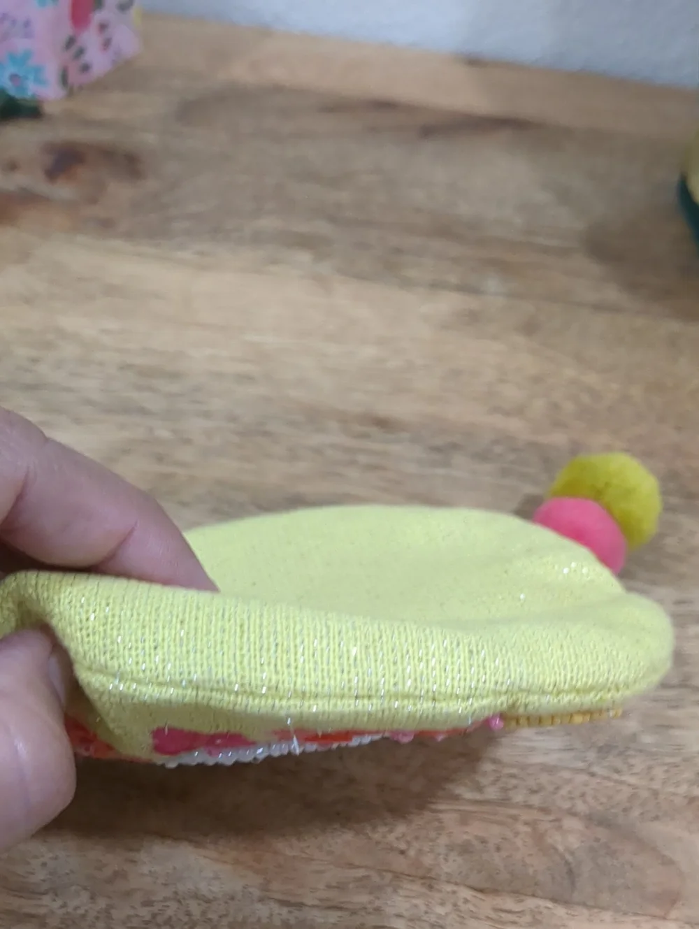 Anthropologie Yellow Embroidered Floral 'S' Coin Pouch